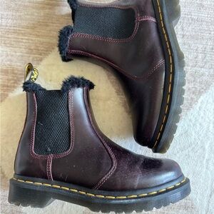 Dr. Martens women’s Burgundy Chelsea Fur-Lined Boots